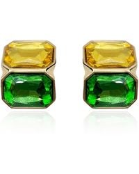 Michael Nash Jewelry - Clara Topaz And Emerald Double Stone Clip Earrings - Lyst