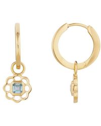 Lulu B London - Topaz Gemstone Flower Drop Hoop Earrings - Lyst