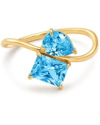 Belinda Jewelz - Swiss Topaz Wavy Toi Et Moi Birthstone Ring - Lyst