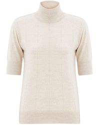 Peraluna - Betty High Neck Short Sleeve Knitwear Fine Blouse - Lyst