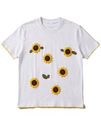 Ana Chic - Sunflower Handmade Crochet Applique Cotton Tee - Lyst