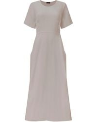 James Lakeland - Neutrals Linen Taupe Pocket Midi Dress - Lyst