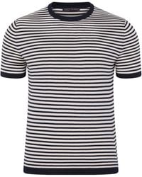 Paul James Knitwear - Ultra Fine Cotton Antonio Knitted Narrow Breton Stripe T-Shirt - Lyst