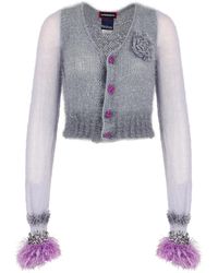 Andreeva - Grey Handmade Knit Cardigan - Lyst