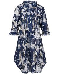 At Last - Annabel Cotton Tunic In Navy Tropical - Lyst