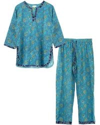 Inara - Indian Cotton Waterlily Print Pyjamas - Lyst