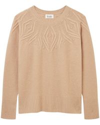 Loop Cashmere - Neutrals Cable Yoke Sweater - Lyst