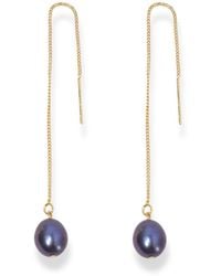 Ninemoo - Midnight Baroque Pearl Threader Earrings - Lyst