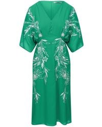 Hope & Ivy - The Frances Embroidered Flutter Sleeve Plunge Neck Midi Dress - Lyst