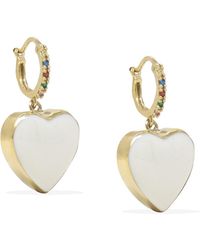 Vintouch Italy - Love Is A Rainbow Gold Vermeil White Heart Hoop Earrings - Lyst