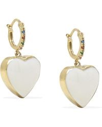 Vintouch Italy - Love Is A Rainbow Gold Vermeil White Heart Hoop Earrings - Lyst