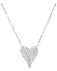 Kylie Harper - Sterling Elongated Diamond Cz Heart Necklace - Lyst