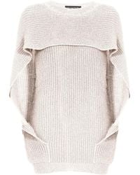 Rumour London - Cara Cape Effect Merino Wool Ribbed Knit Sweater - Lyst