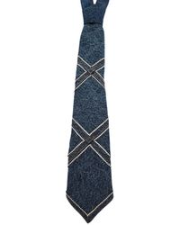 NANDANIE - The Denim Crystal Plaid Classic Necktie - Lyst