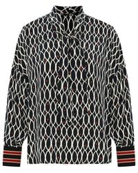 Exquise - Regular Scarf Neck Geometric Patterned Annette Blouse - Lyst