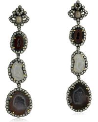 Artisan - 925 Sterling Silver Geode Dangle Earrings 18k Yellow Gold Jewelry - Lyst