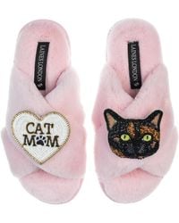 Laines London - Classic Laines Slippers With Cat Mum/Mom & Misty The Tortoiseshell Cat Brooches - Lyst