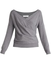 Paisie - Knitted Wrap Top With Long Sleeves - Lyst
