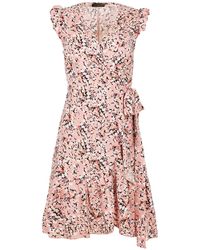Conquista - Pink Floral Wrap Dress - Lyst