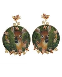 Artisan - Bakelite Deer Earrings With Amethyst, Garnet & Diamond - Lyst