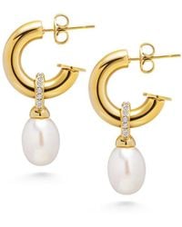 Nialaya - Chunky Pearl Hoops - Lyst