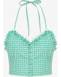 Je Te Veux - Sweetheart Gingham Bustier With Lace Trim - Lyst