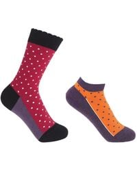 Peper Harow - Made in England - Pin Polka Burgundy Luxury Crew & Berry Trainer Socks Bundle - Lyst