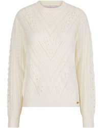 Hortons England - Newquay Pointelle Knit Jumper Cream - Lyst