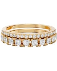 Aya Fine Jewelry - 0.90 Cwt Princess Cut Lab Grown Diamond Double Row Band Ring - Lyst