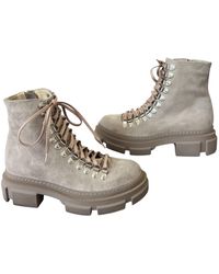 Adrenaline Fashion - Neutrals Suede And Leather Lace-Up Ankle Boots – Chunky Sole Designer Handmade Boots - Lyst