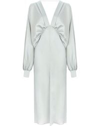 NAZLI CEREN - Mila V Neck Satin Dress - Lyst