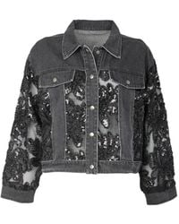 Saachi - Denim Sequin Soft Lace Jacket - Lyst