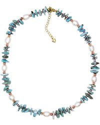 Uchi and Soto - Rose Shinju Pearl & Aqua Larimar Stone Necklace - Lyst