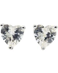 Harfi - Diamond Heart Sterling Stud Gemstone Earrings - Lyst