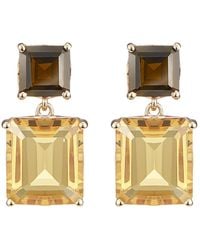 Augustine Jewels - Smoky Quartz & Yellow Citrine Octagon Gold Earrings - Lyst