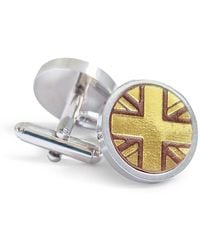 N'damus London - Coronation Regent & Leather Rhodium Cufflinks - Lyst