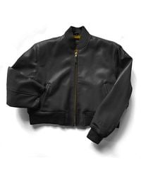 COOL Creative - Cropped Leather Bomber Jacket - Lyst