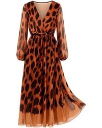 Tantra Spain Sl - Animal Print Tulle Midi Dress With V-Neck - Lyst