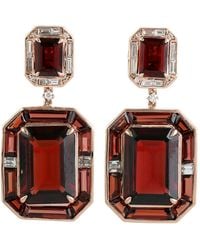 Artisan - 14K Garnet & Diamond Geometric Drop Earrings - Lyst