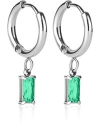 Evie Jewelry - Luxe Drop Emerald Huggie Earrings - Lyst