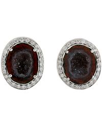 Artisan - Geode & Diamond Oval Stud Earrings - Lyst