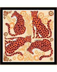 Jessie Zhao New York - Silk Bandana Of Leopards With Floral Fountain - Lyst