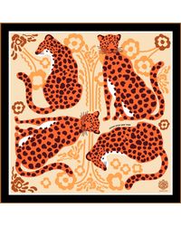 Jessie Zhao New York - Silk Bandana Of Leopards With Floral Fountain - Lyst