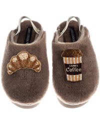 Laines London - Neutrals Flatform Cloud Closed Toe Slippers With Coffee & Croissant Brooches Brooches - Lyst
