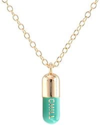 Kris Nations - Chill Pill Enamel Necklace Gold Filled & Turquoise Emamel - Lyst
