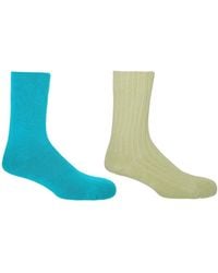Peper Harow - Made in England - Aqua Plain & Cream Ribbed Bed Socks Two Pack - Lyst