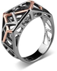Bellus Domina - Rhodium Plated Crossover Ring - Lyst