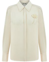 Nocturne - Sheer Floral-Embroidered Shirt - Lyst