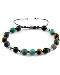Anchor and Crew - Multicoloured Multi Gem Agaya Silver & Stone Beaded Macrame Bracelet - Lyst