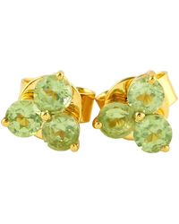 Artisan - Natural Peridot Stud Earrings 10k Yellow Gold Jewelry - Lyst
